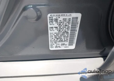 2019 Nissan Rogue Sv из США, поврежденный, VIN JN8AT2MT9KW260154